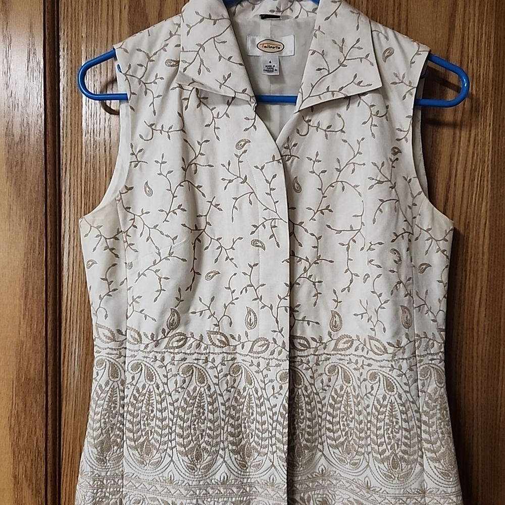 Cream Embroidered Sleeveless Top
